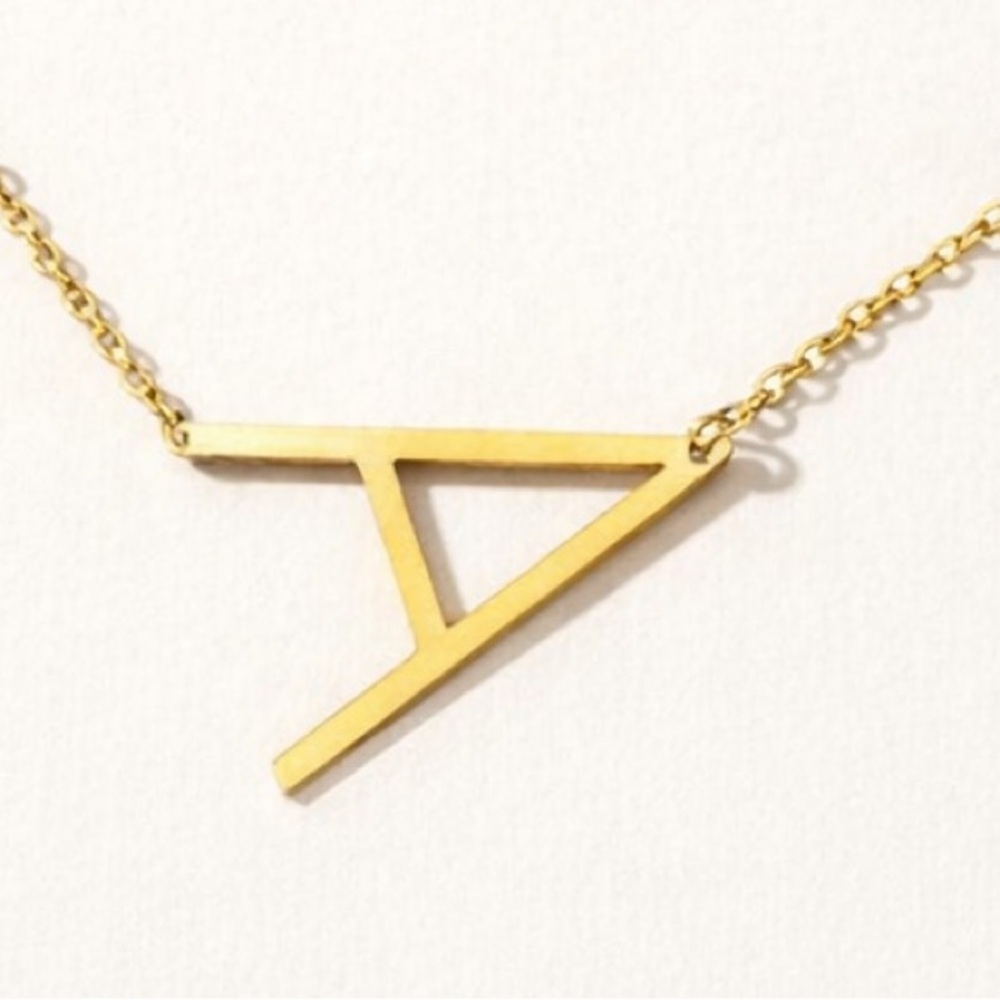 Large Gold Initial Necklace (9023)